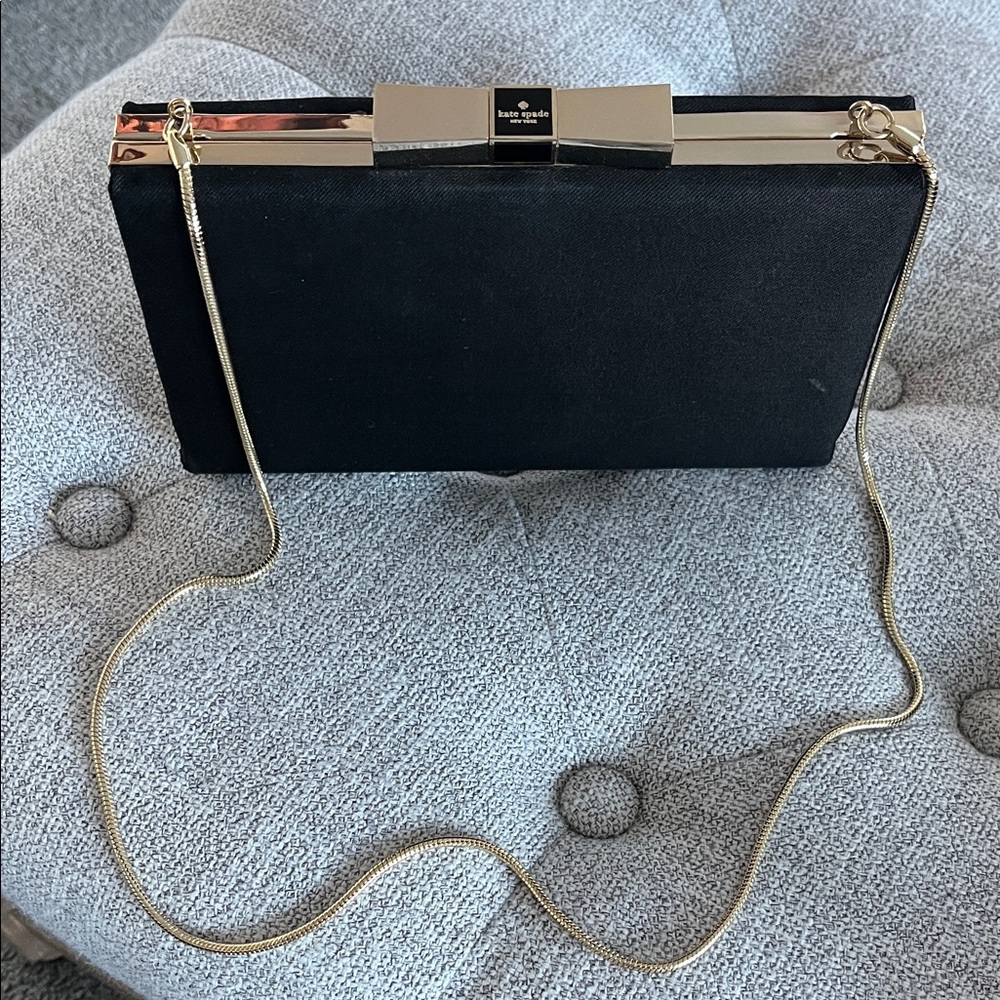 Kate Spade Black Clutch with Gold Accents